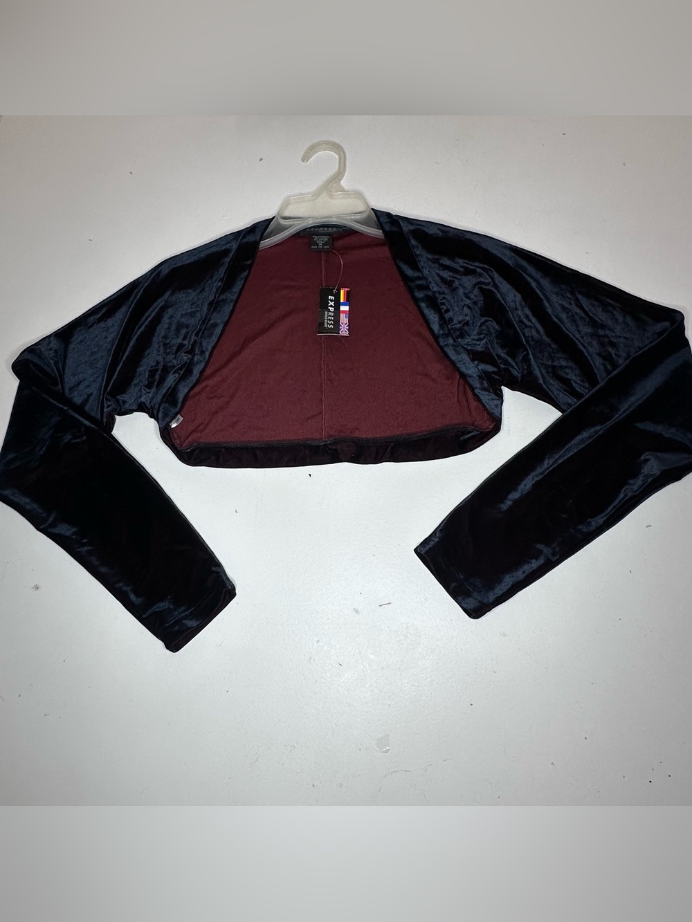 Vintage Y2K Express Color-Changing Black Brown Velvet Crop Bolero Shrug M NWT